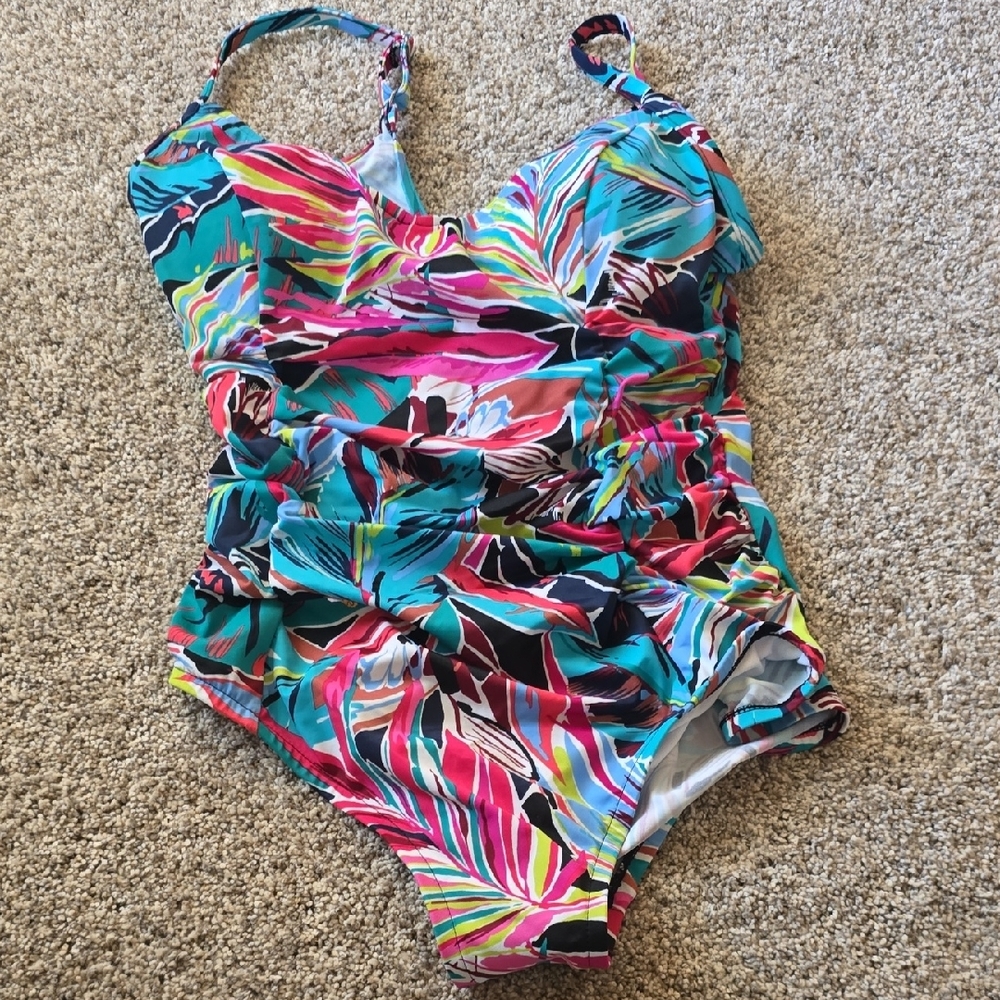 Aqua Green Brand Size Xl New With Tags Blue and Pink One Piece Swimsuit Nwt